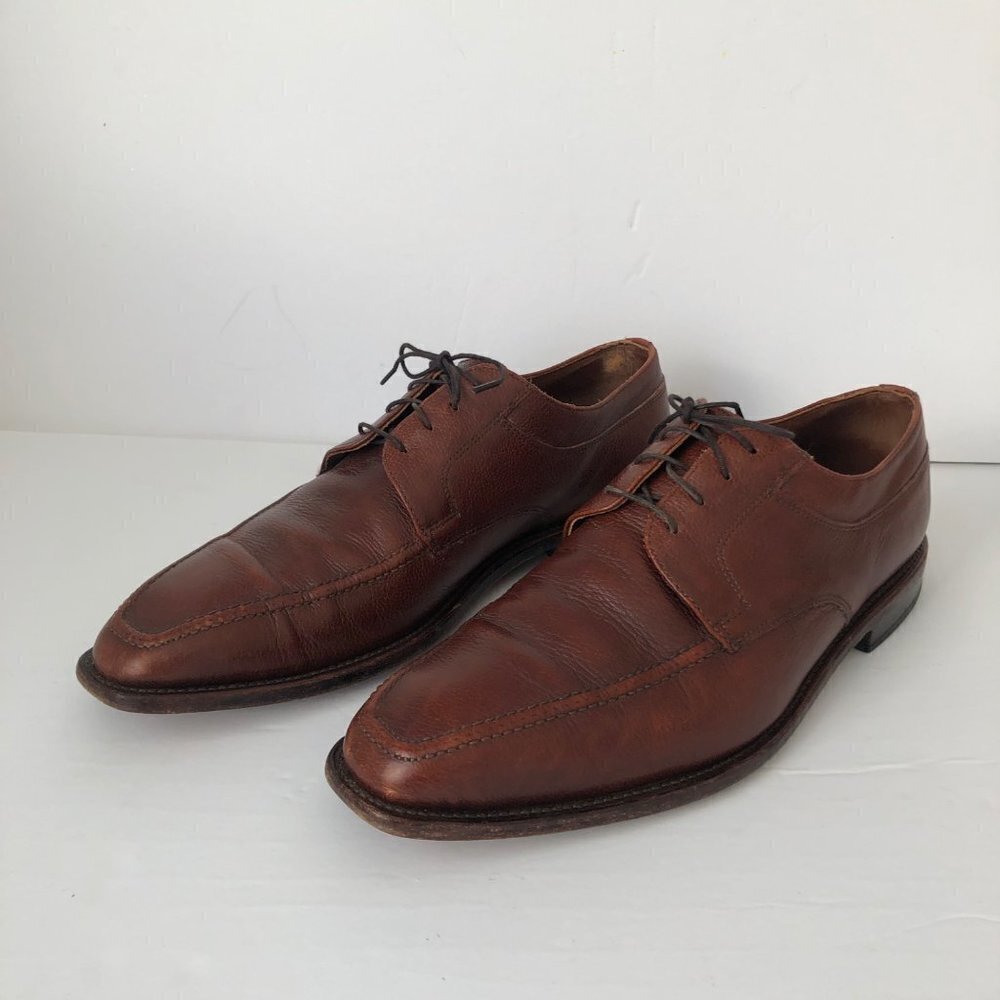 ALLEN Edmonds Jacksons Mens Dress Shoes Oxford Pebbled‎ Leather Brown Size 9.5 D